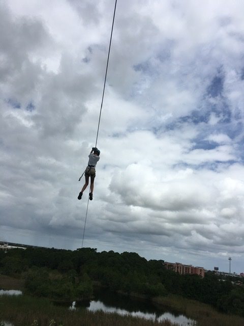 Zip line off tall boy